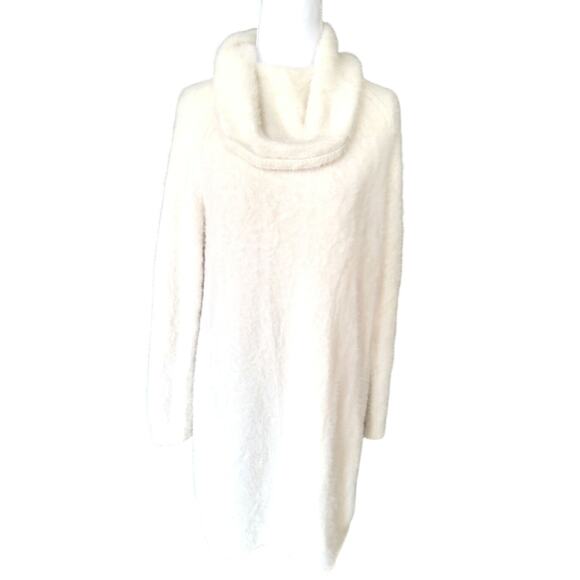 Lou & Grey  LaShout Cowl eyelash Sweater dress white/cream Coastal boho  cozy - Picture 1 of 8